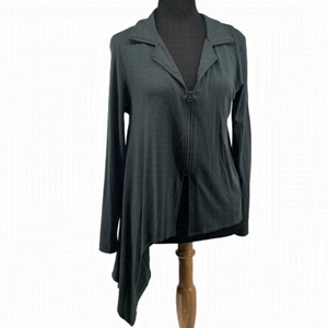 𝅺ingrid Munt lagen look asymmetrical zip up sweater green lagenlook soft cozy S